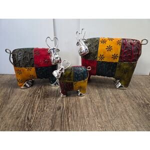Uttermost 19058 Colorful Cows Accessories Set of 3 Polyresin Patchwork Metal